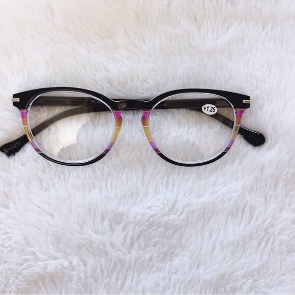 Zoe Black Multi-Color Round Reader Glasses - Picture 2 of 11